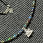 Colier argint opal de foc etiopian negru spinel negrucharm flaorae orhidee minimalist boho chic trendy - Transport gratuit
