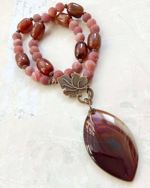 Colier vintage agate rosii