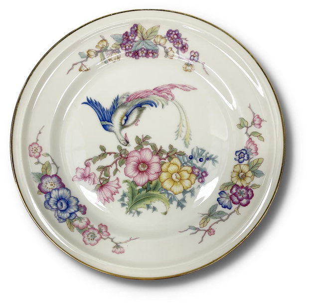 Cercei "Magnolii roz" din fragmente de portelan Rosenthal, perle Seashell si otel inoxidabil