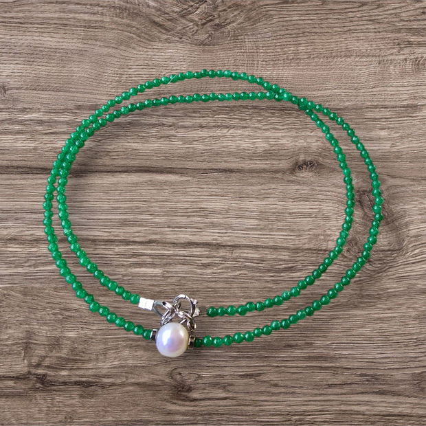 Colier din agate si perla de cultura