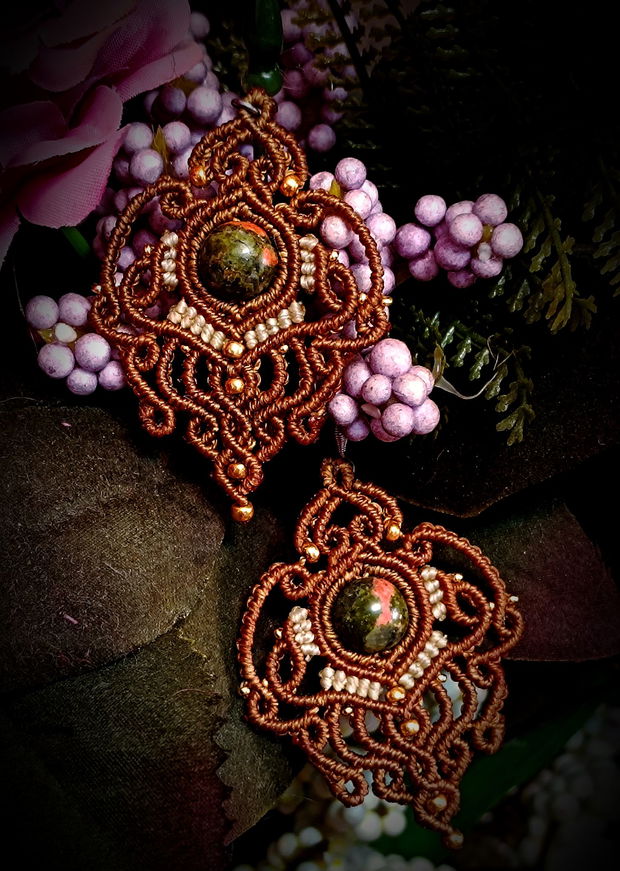 Cercei Micromacrame cu cristale Unakit