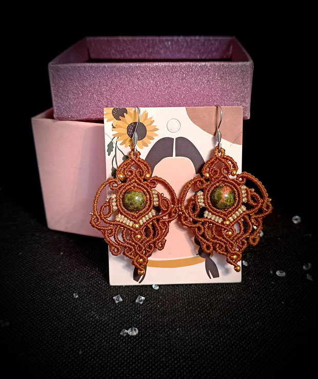 Cercei Micromacrame cu cristale Unakit