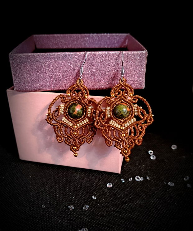 Cercei Micromacrame cu cristale Unakit