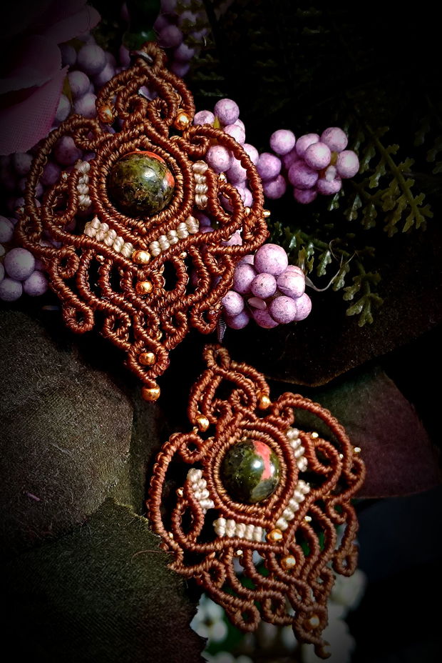 Cercei Micromacrame cu cristale Unakit