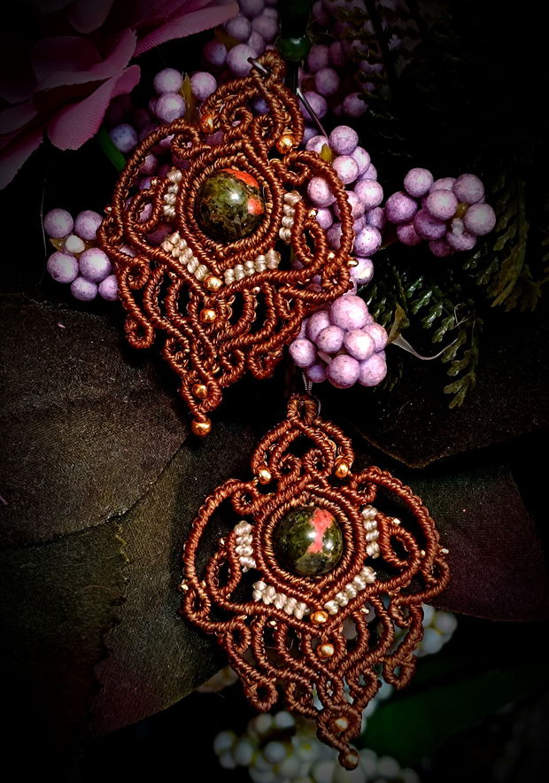 Cercei Micromacrame cu cristale Unakit