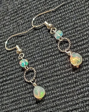 Cercei argint opal de foc etiopian alb minimalisti boho chic trendy cadou - Transport gratuit
