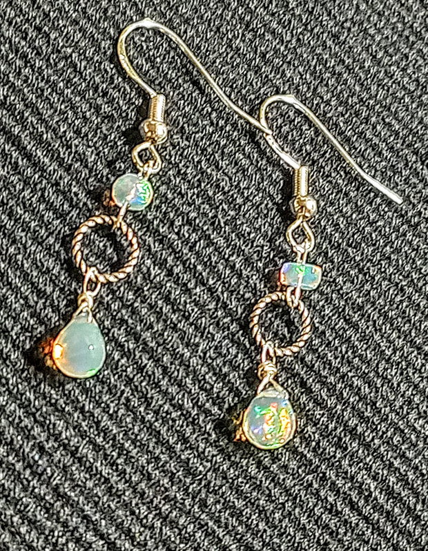 Cercei argint opal de foc etiopian alb minimalisti boho chic trendy cadou - Transport gratuit