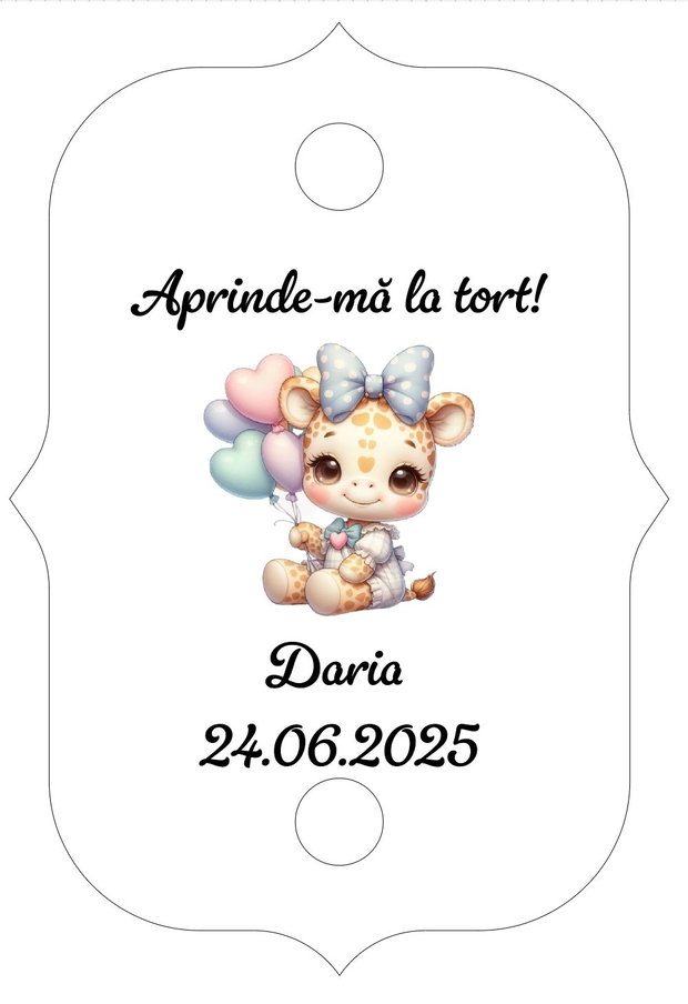 Eticheta artificii tort botez/Onomastica/ Artificii tort cu eticheta personalizata
