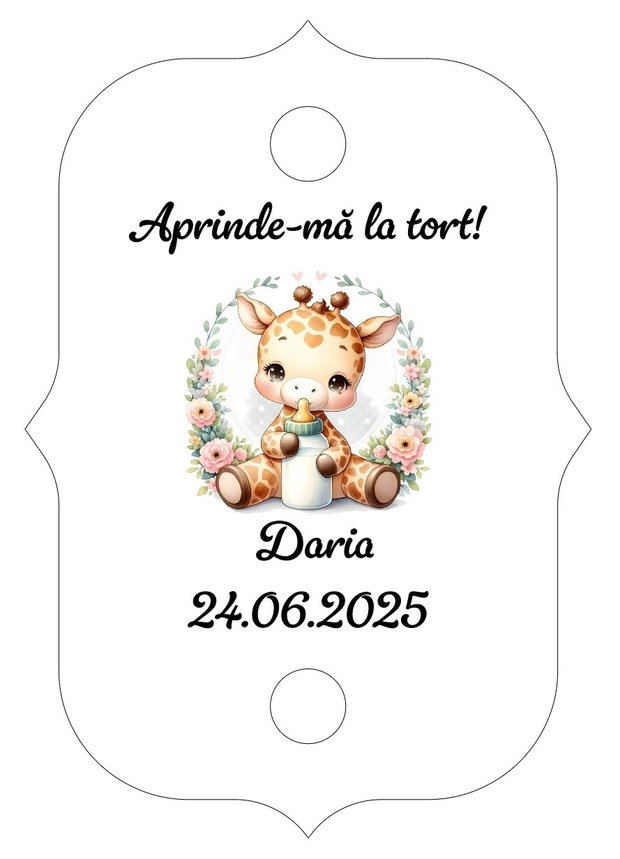 Eticheta artificii tort botez/Onomastica/ Artificii tort cu eticheta personalizata