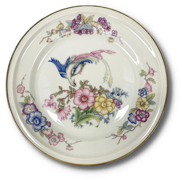 Cercei "Flori vintage" din fragmente de portelan Rosenthal, argint placat cu aur si otel inoxidabil