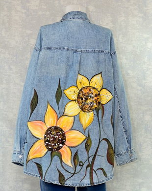 Camasa denim, pictata
