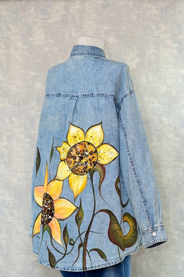 Camasa denim, pictata