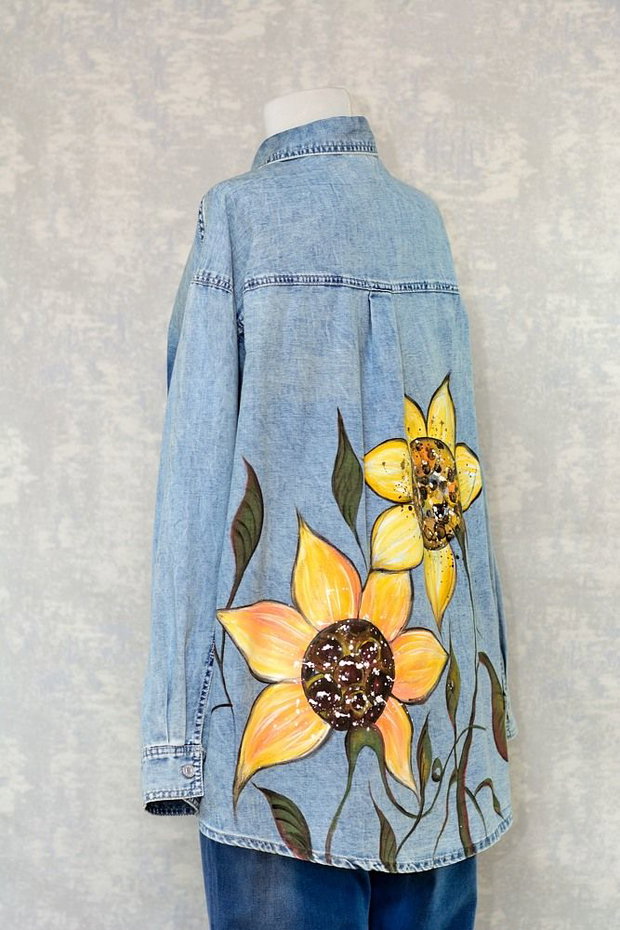 Camasa denim, pictata