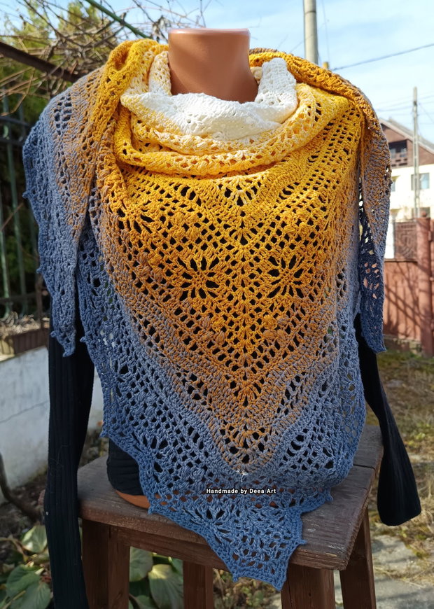 Sal/eșarfă croșetat/a manual
