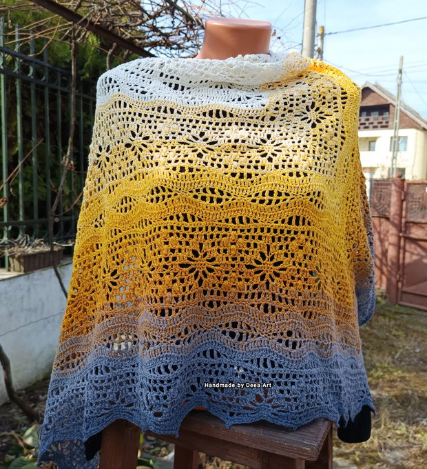 Sal/eșarfă croșetat/a manual