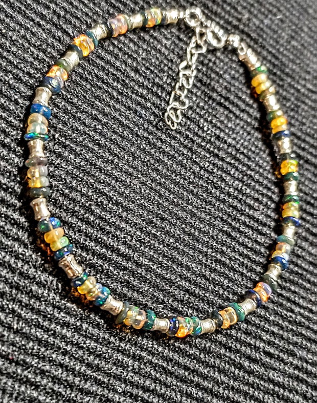 Bratara argint opal de foc etiopian tuburi argint minimalista boho chic trendy cadou - Transport gratuit