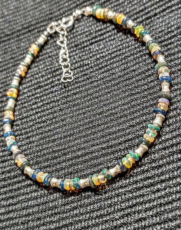 Bratara argint opal de foc etiopian tuburi argint minimalista boho chic trendy cadou - Transport gratuit