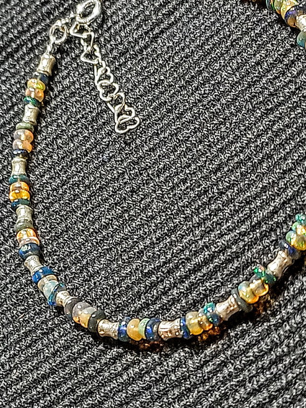 Bratara argint opal de foc etiopian tuburi argint minimalista boho chic trendy cadou - Transport gratuit