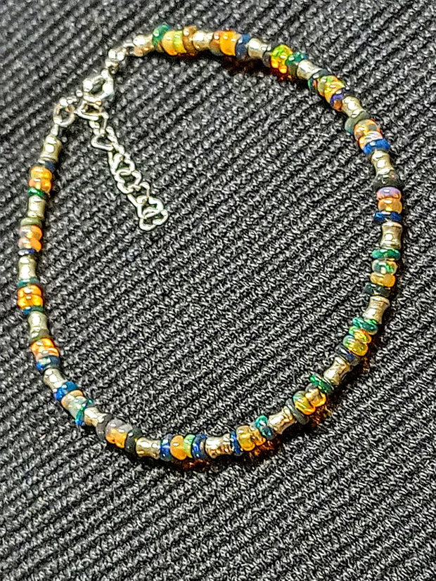 Bratara argint opal de foc etiopian tuburi argint minimalista boho chic trendy cadou - Transport gratuit