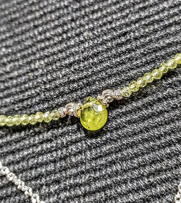Colier argint peridot briolete lant argint minimalist boho chic trendy cadou - Transport gratuit