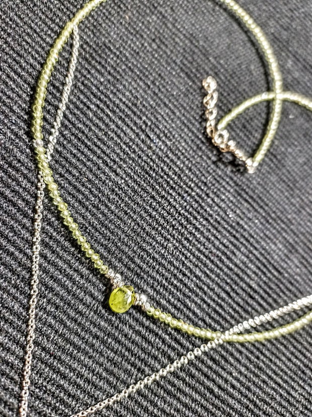 Colier argint peridot briolete lant argint minimalist boho chic trendy cadou - Transport gratuit