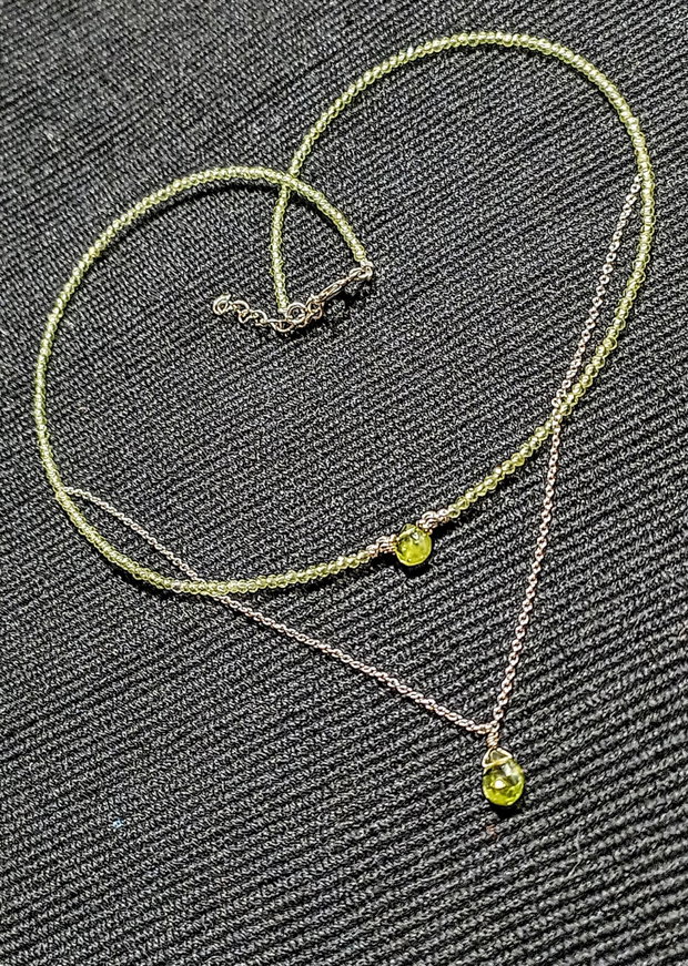 Colier argint peridot briolete lant argint minimalist boho chic trendy cadou - Transport gratuit
