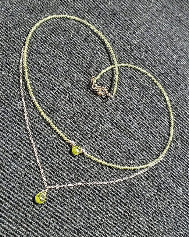 Colier argint peridot briolete lant argint minimalist boho chic trendy cadou - Transport gratuit