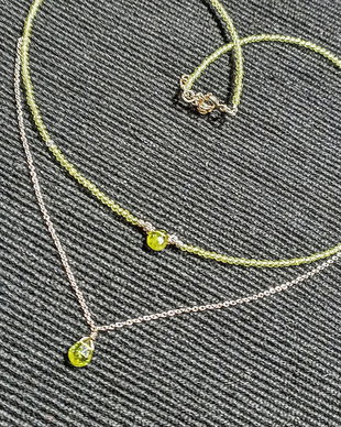 Colier argint peridot briolete lant argint minimalist boho chic trendy cadou - Transport gratuit