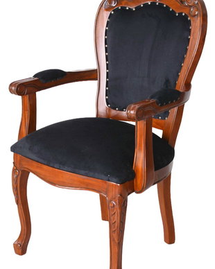 Semifotoliu lemn mahon cu tapiterie catifea neagra