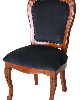 Scaun lemn mahon cu tapiterie catifea neagra