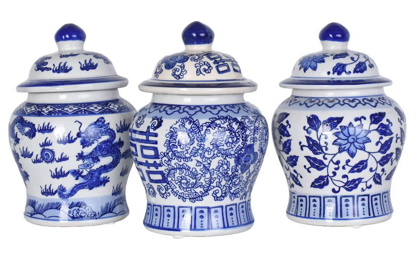 Set trei amfore chinezesti din ceramica pictata