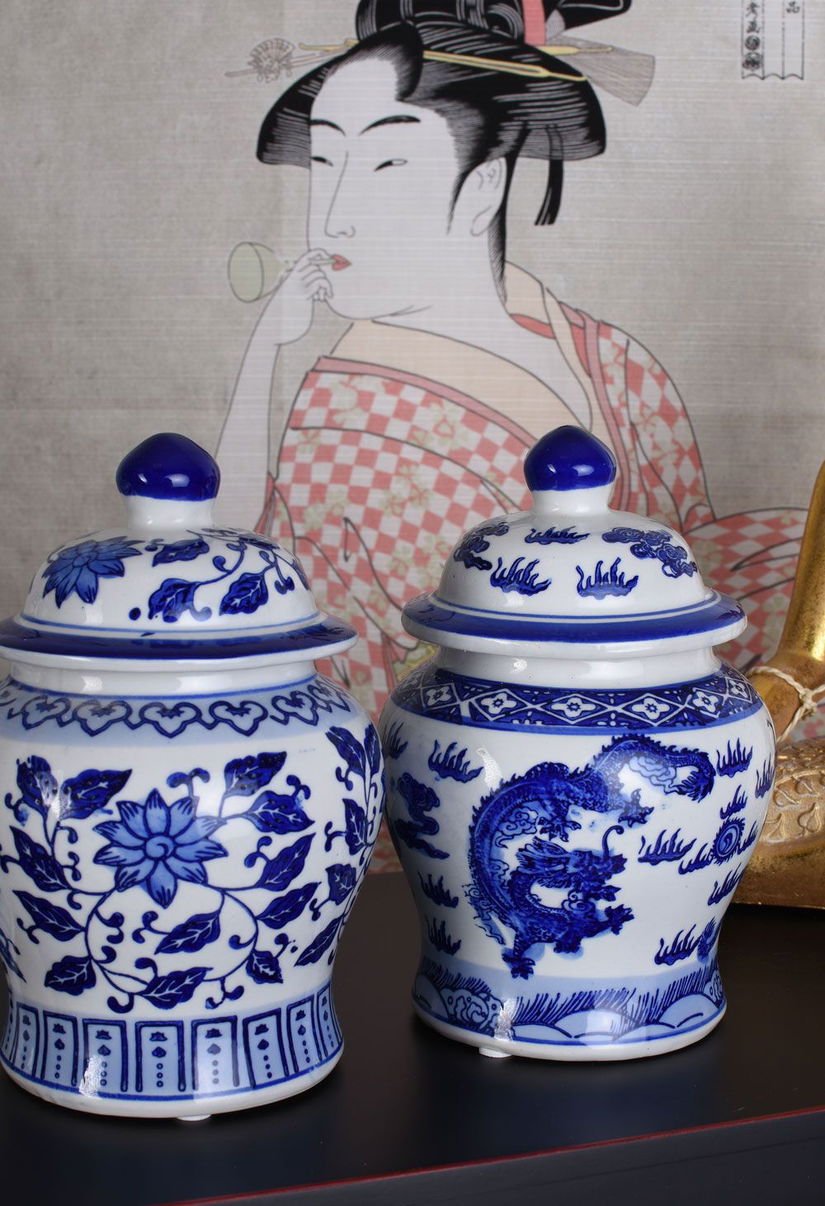 Set trei amfore chinezesti din ceramica pictata