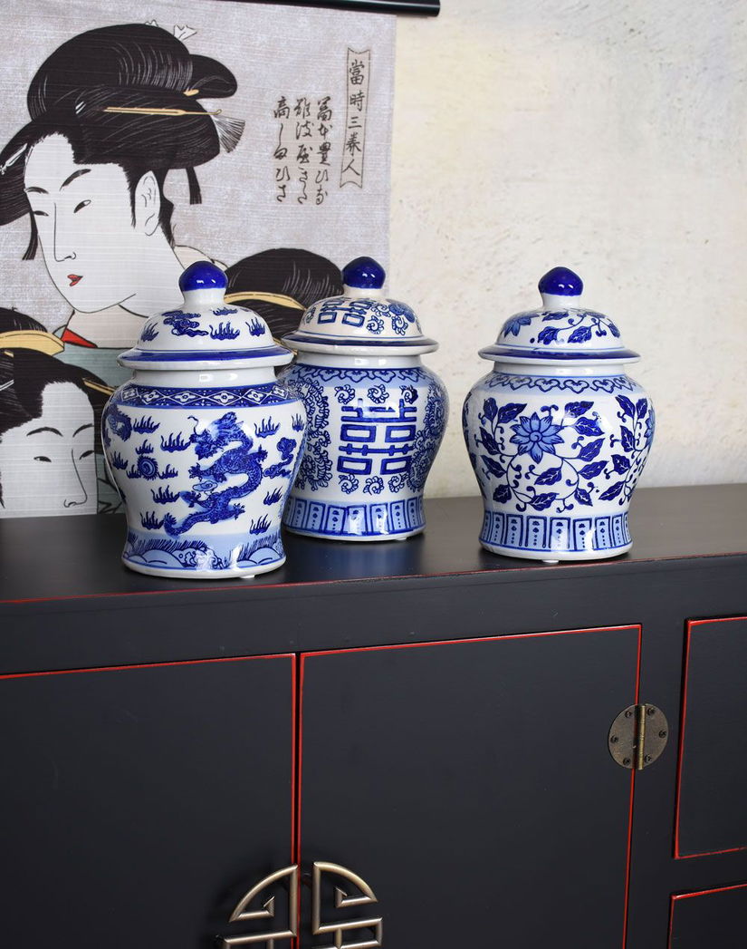 Set trei amfore chinezesti din ceramica pictata