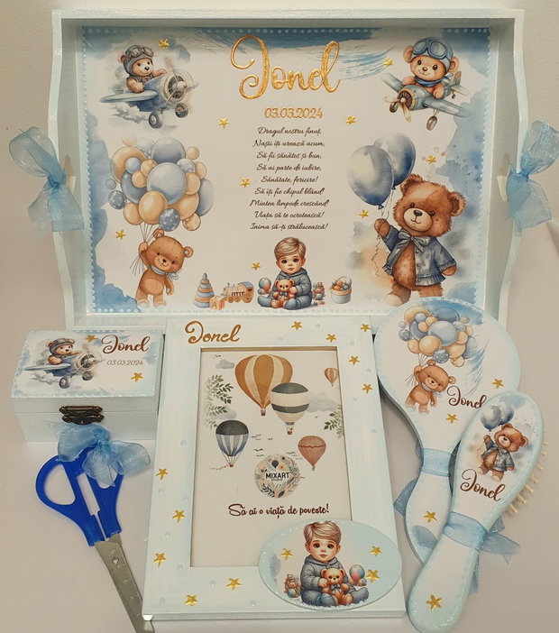 Set personalizat pentru taierea motului / 1an, tema animalute