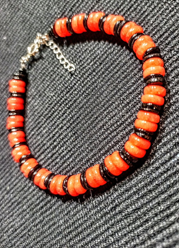 Bratara argint spinel negru jad disc heishi boho chic trendy