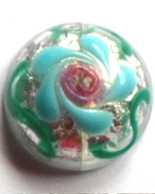 Cabochon sticla de lampa rotund alb transparent cu roz, blue, verde
