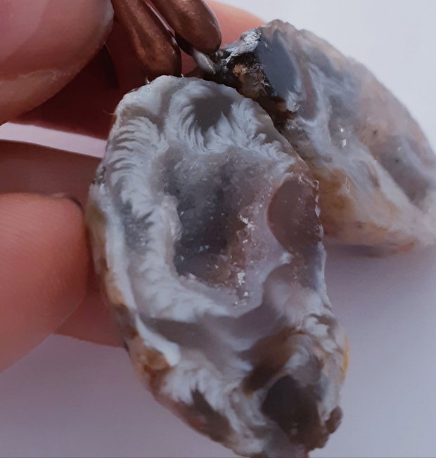 Cercei unicat, atarnatori cu geode de cuart
