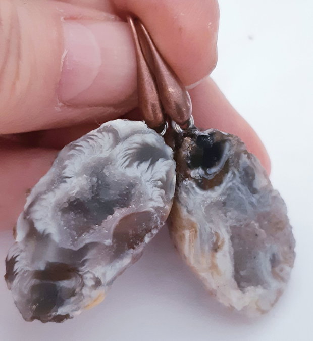 Cercei unicat, atarnatori cu geode de cuart