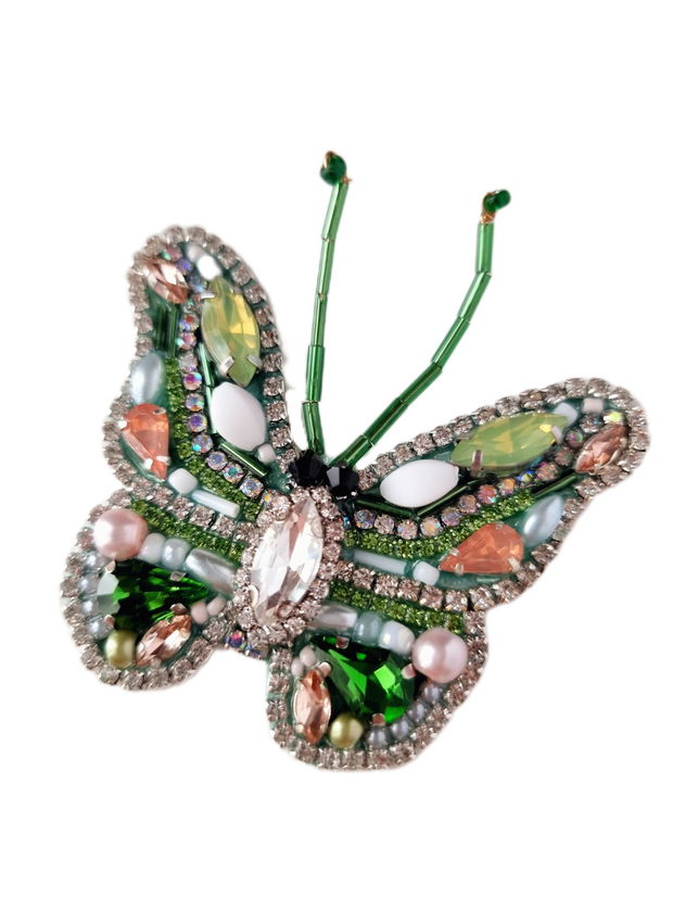 Brosa fluture handmade cu mesaj YOU ARE AMAZING - Fluturaș cu perle, cristale realizat manual in Romania