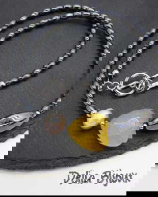 Colier handmade unicat - perla cultura, agata, hematit (cod1214)