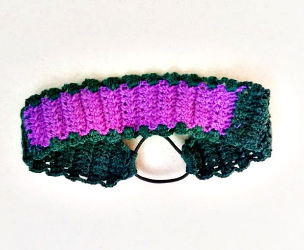Banda /bandana /bentita de par crosetata dantelata verde mov