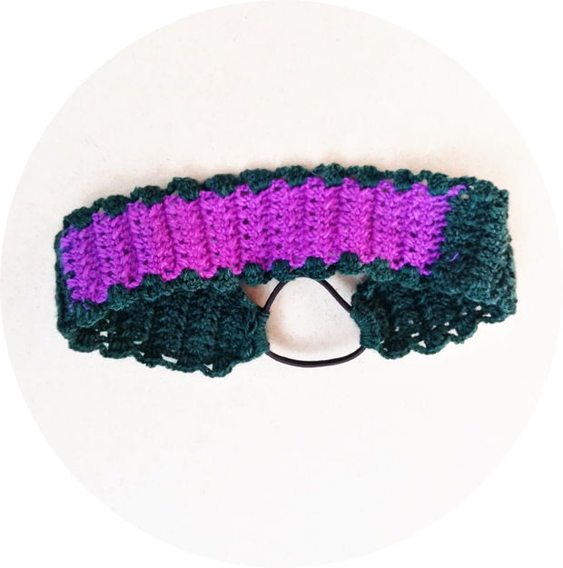 Banda /bandana /bentita de par crosetata dantelata verde mov