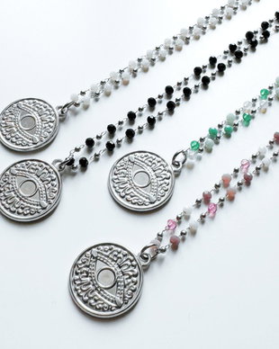 Colier Evil Eye din otel inoxidabil cu cristale negre - Protectie energii negative
