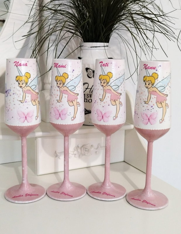 Pahare de botez/mot cu Tinker Bell