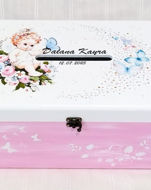 Cutie de dar pentru botez cu îngeraș
