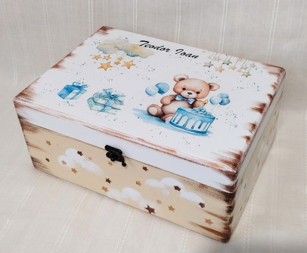 Cutie de trusou botez sau mot cu ursulet cu tort