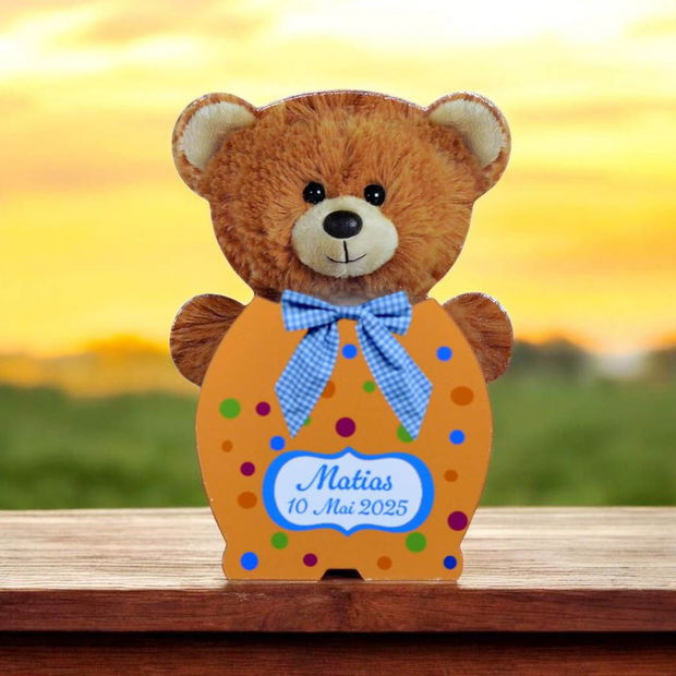 Invitatie botez ursulet maro - model de baiat