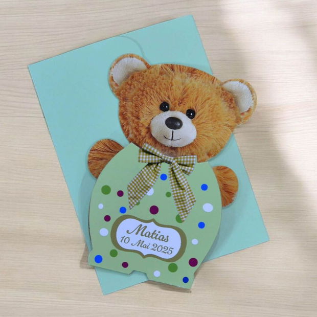 Invitatie botez ursulet maro - model de baiat