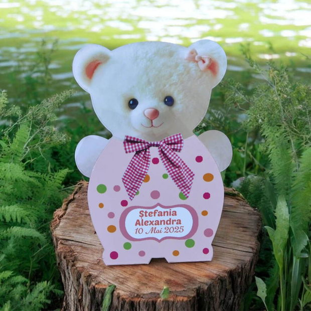 Invitatie de botez ursulet - model de fetite