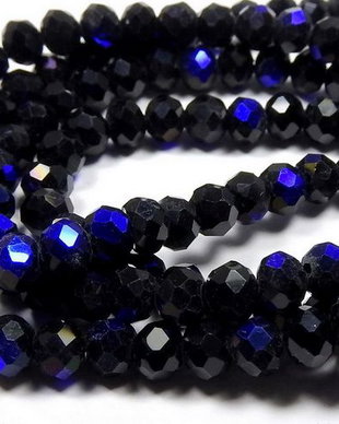 Cristale din sticla, rondelle, opace, electroplacate, 3x2.5 mm, azur-L01